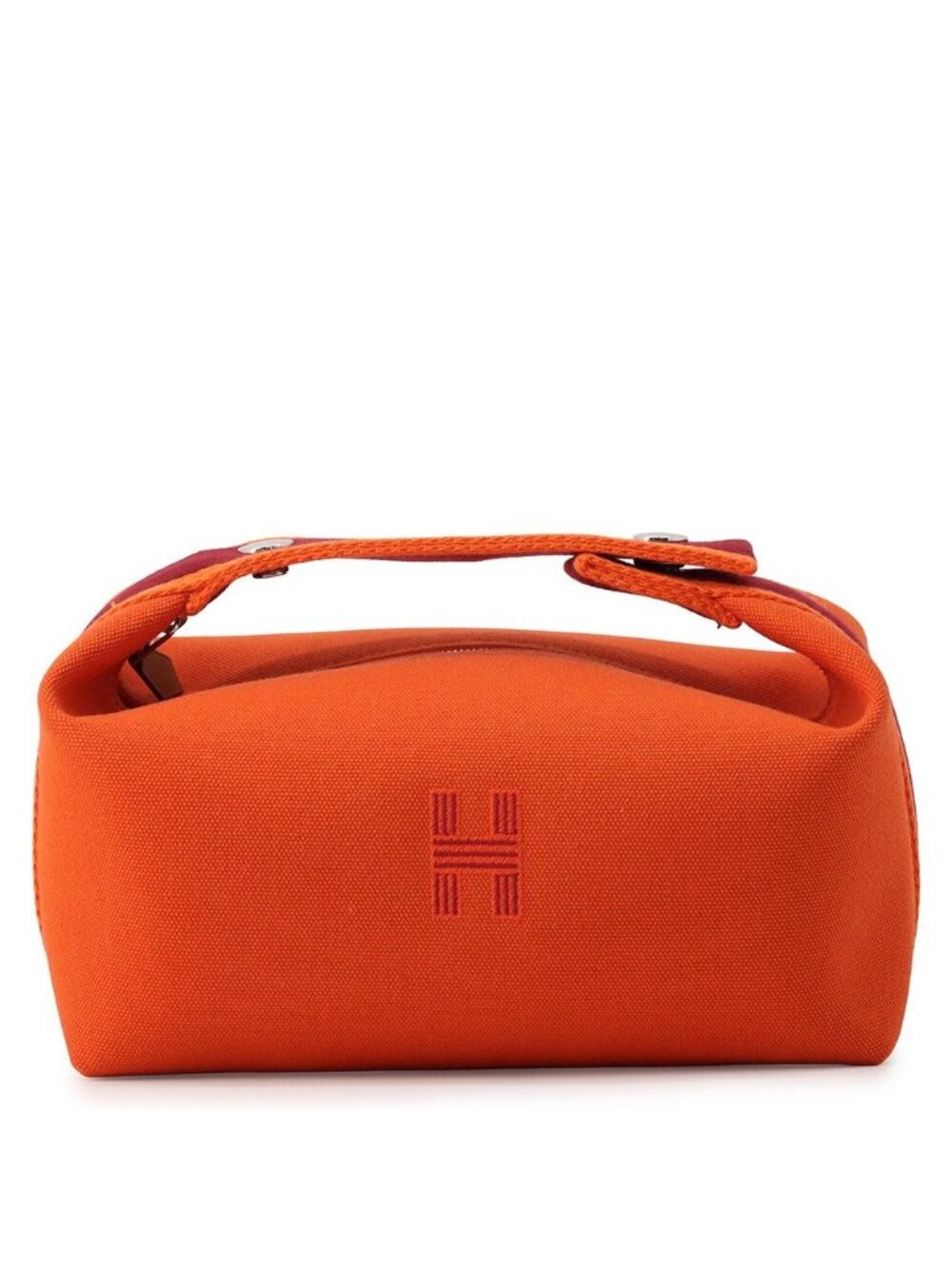 Hermes Pouch Bride-a-Brac PM Orange Fu Silver Canvas Case